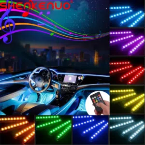 اضائه مخفية لغرفة السيارة اضواء LED عدد 4 قطع مع ريموت يغير كل الالوان سهل تركيب عالولاعه ضوء زينه