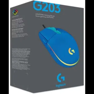 ماوس لوجيتيك سلكي اصلي LOGITECH G203 BLUE USB WIRED MOUSE 8000 DPI