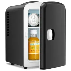 Portable refrigerator/chiler handle and is designed for use in small spaces, cars, or offices