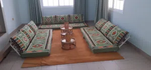 Complete Traditional Arabic Majlis Seating Set with Carpet & Tables