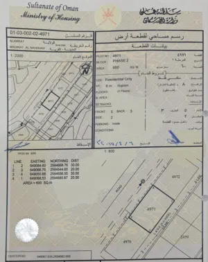 للبيع ارض سكنية العامرات السادسه البريد أول خط من الشارع الرئيسي