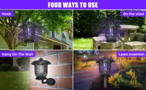 صاعق الناموس والحشرات خارجي يعمل على الطاقة الشمسية بوضعيتين إضاءة