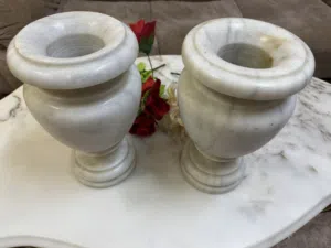 Pair of White Marble Vases