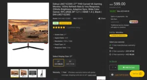 dahua 165hz monitor 27inch curve va