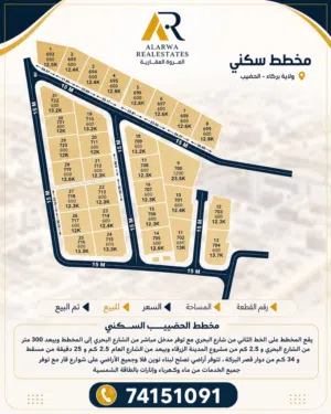 ب12 الف ريال امتلك الان ارضك بموقع مميز بمخطط الحضيب ولاية بركاء
