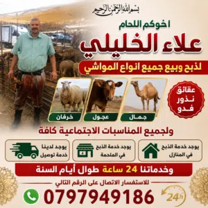 لحام لذبح وبيع عقائق نذور فدو ولجميع المناسبات الاجتماعية كافة