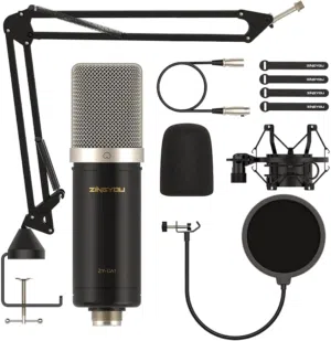 مايكروفون إحترافي للبث مباشر XLR  يركب على كرت صوت مكسر صوت  دو جودة عالية ZINGYOU