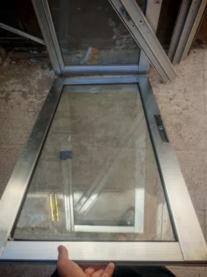 شباك المنيوم سلفر ثقيل نظيف كامل مكمل متر بمتر