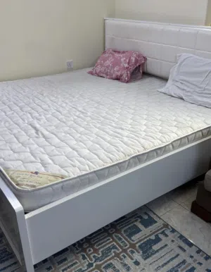 Bed WITH Mattress for sale in Bahrain Real Bahraini Wood King Size Bed New-Used for only 2-3 days