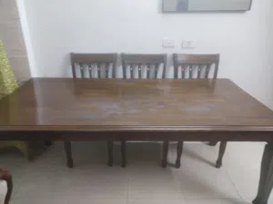 طاوله سفره خشب زان سبع كراسي+ تختين