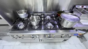 Commercial 8-Burner Gas Range Stove with Double Oven - Stainless Steel