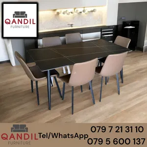 طاولة سفرة. مطبخ بورسلان + 6 كراسي