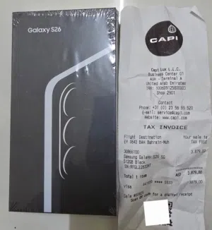 Brand New Samsung S26 12GB 512GB Black Sealed+Receipt+2 yrs International Warranty