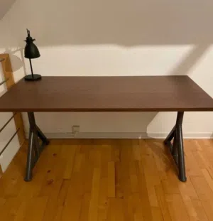 Desk, 160x80 cm, Dark wood, steel legs, high quality from ikea in a good condition