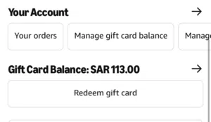 Amazon.sa gift balance SAR 113 for sale