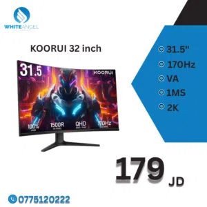 KOORUI 32" – شاشة QHD بمعدل تحديث 170Hz