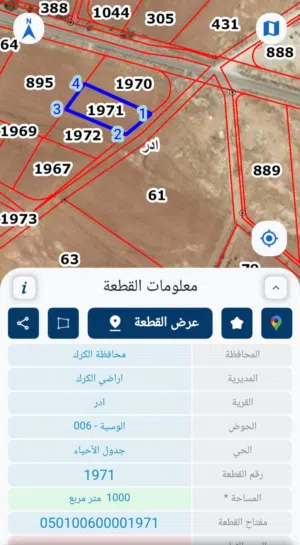 أرض للبيع في الوسية ( الكرك )