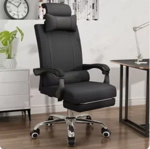 كرسي مكتب فاخر مع مسند أقدام – الأسود جودة عالية جداً وخامة فاخرة  مناسب للمكتب، للطلاب