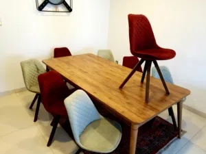 Modern 8-Person Dining Set with 360-Degree Rotating Chairs