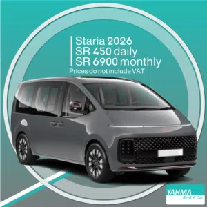 Hyundai Staria 2026 for rent (9 seater)