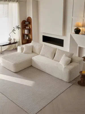 corduroy L-shaped modular sectional sofa
