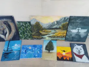 لوحات فنيه رسم ريشه اكراليك للبيع