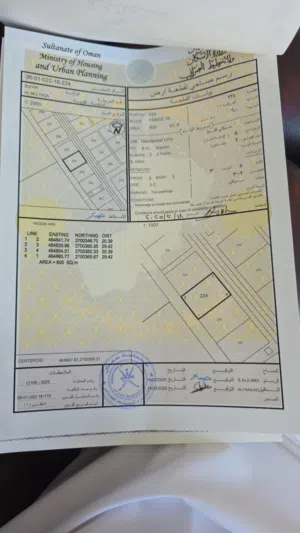 أرض سكنيه صحار الملتقى مربع 16 رقم 224 للبيع