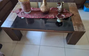 طاولة غرفة مجلس خشب و زجاج
