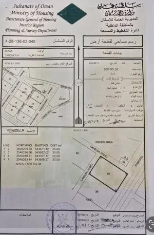 نزوى ارض سكني تنوف بعد العقبة يسار