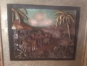 لوحة نحاسية منحوتة