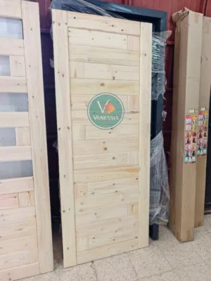 Porte chambre bois rouge Sans cadre