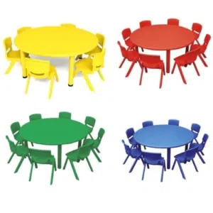 طاولة بلاستك فايبر عظم  اطفال رجلين حديد مقاس 110 سم ارتفاع 50 سم لون ازرق احمر