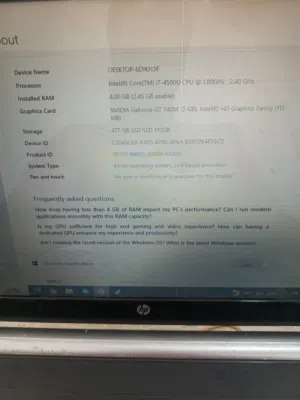 لابتوب جيل رابع i7 و هارد ssd وكرت شاشة منفصل – نظيف و قوي