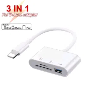 قارئ بطاقات iPhone في لأجهزة iPhone/iPad/iPod يحتوي على منفذ USB ومنفذ لبطاقة SD ومنفذ  Micro SD