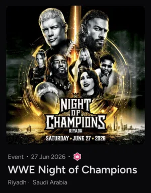 WWE NIGHT OF CHAMPIONS GOLD TICKETS