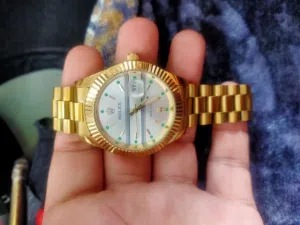 rolex watch 24k gold covered total  all good very fresh watch i use 2 years but no scratches