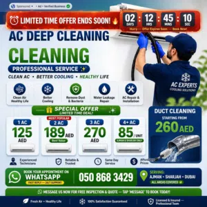AC DEEP CLEANING FROM 85 AED ONLY Cleaning • Repair • Installation