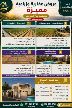 عروض عقارية وزراعية مميزة – مباشرة من المالك