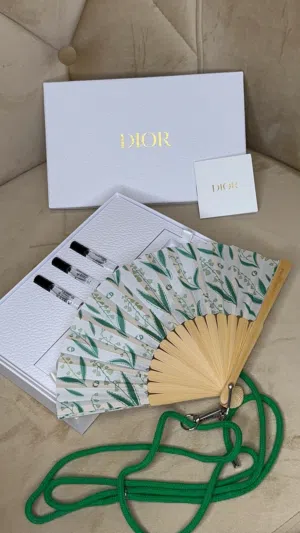 Dior Folding Fan LUCKY with Green Strap