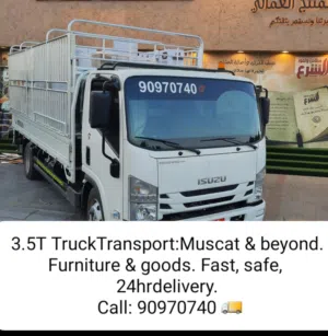 General Cargo Transport (From & To Muscat)! Professional 3.5 Ton Truck Transport Services. نقل عام