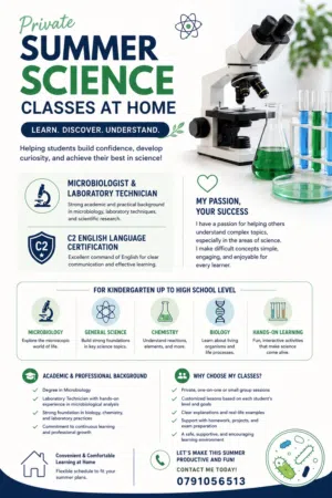 Private summer classes - science (INTERNATIONAL & NATIONAL)