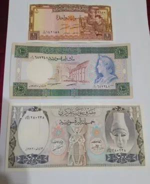 القطعة بدينارين عملات سورية نادرة انسر غير مستخدمة 1 ليرة و100 ليرة و500 لبرة