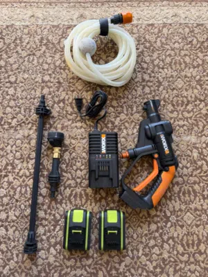 طقم لاسلكي أمريكي أصلي متكامل من WORX 20V (جزازة عشب جديدة + مضخة غسيل ورش شبه جديدة