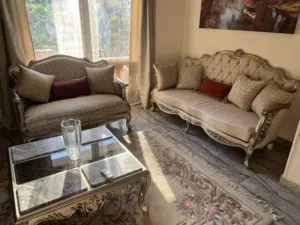 living room with a table