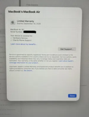 Macbook air- M3-15 inch- 5 month warranty- 512 GB- 16 Ram