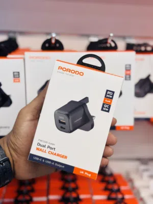 PORODO DUAL PORT WALL CHARGER  شاحن USB-C 20w USB-A 18w