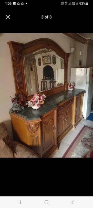 غرفه سفره كلاسيك ارو زان بوفيه كبير بالبرواز و المرايا بلجيكي و  بالرخام الهندي الأخضر و ترابيزه سفر
