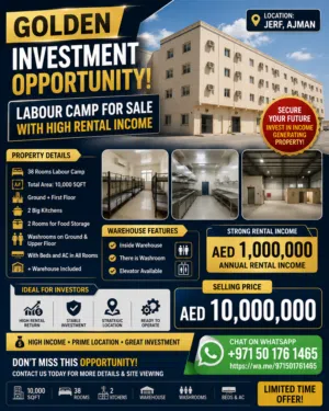 GOLDEN INVESTMENT OPPORTUNITY – LABOUR CAMP FOR SALE WITH 1MILLION RENTAL INCOME
