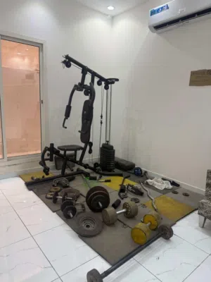Home gym setup everything you need barbell dumbell and cross cable machine bench, pull-up bar