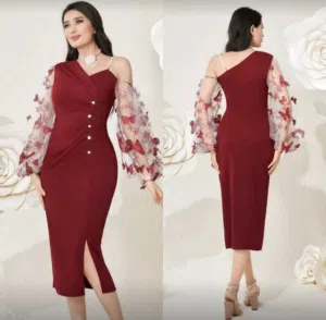 فستان أحمر ميدي ستايل راقي جدًا